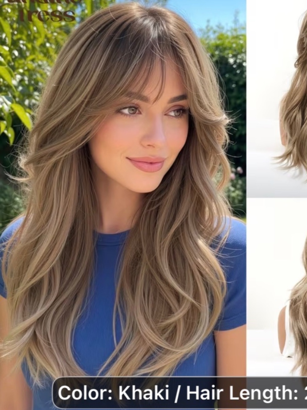 (2) Two 22 Inch Brown Highlight Medium Length Wig with Bangs